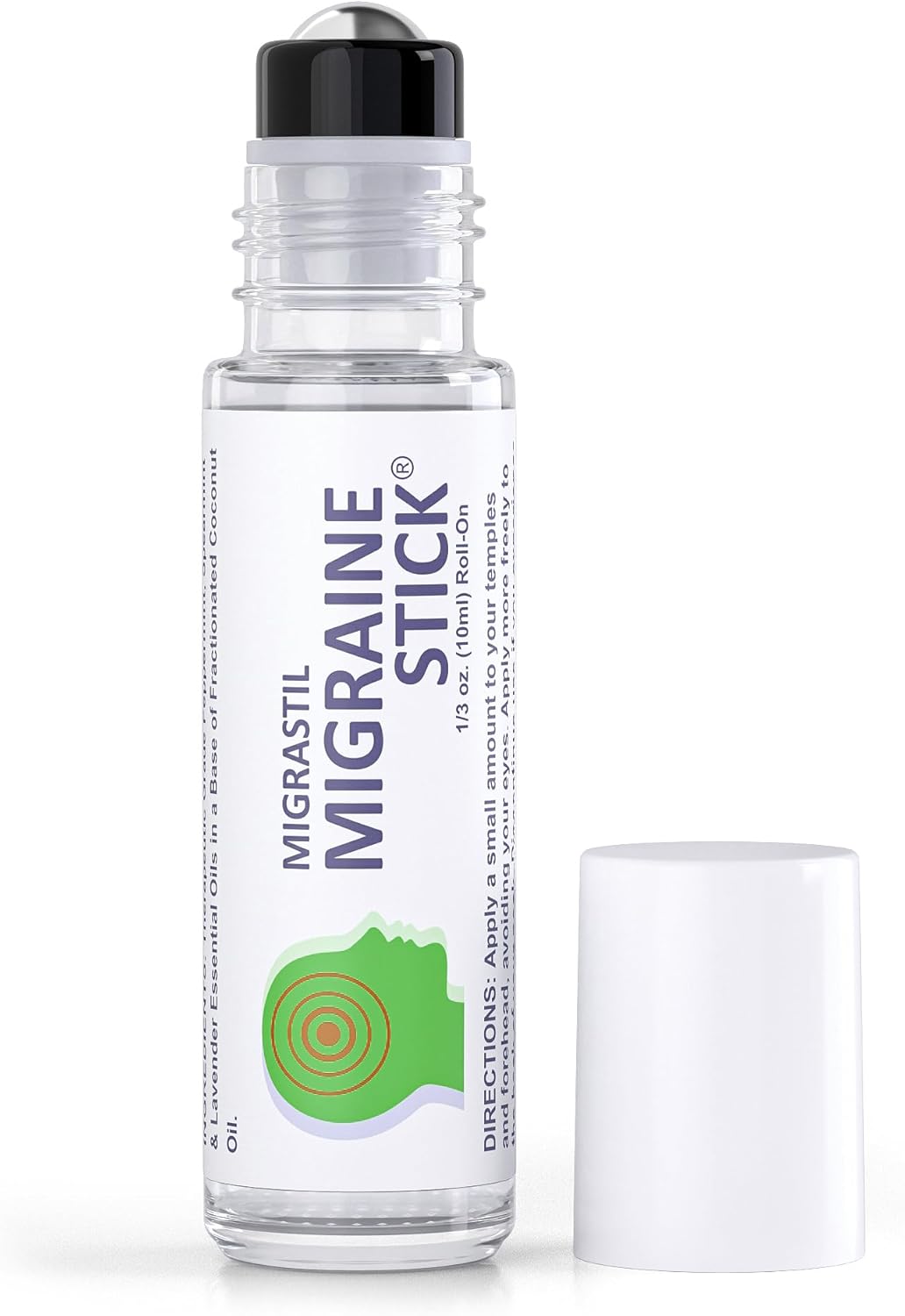 Migrastil Migraine Stick Rollon - Fast Cooling Comfort for Your Head. Aromatherapy with Peppermint & Other Essential Oils. Metal Roller. Made in USA by Basic Vigor