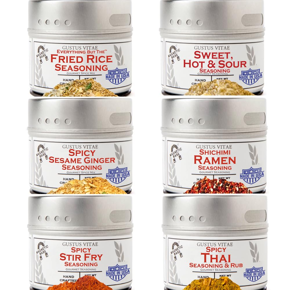 Fried Rice Seasoning Collection | Gourmet Spice Blends | Non GMO, No MSG | Made In USA | Small Batch, Hand Made | Non GMO, All Natural | GLP-1 Friendly | Asian, Rice, Wok, Stir Fry Seasoning | Sustainably Sourced, Ultra Premium | Gift Set | Magnetic Tins | Gustus Vitae | #888