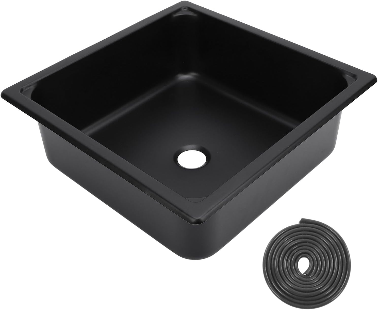 Single Bowl Bar Sink Stainless Steel Kitchen Sink 13.8 X 13.8 X 4.7in Square with 40mm Drain Hole for RV Caravan Food Truck Boat (Black Spraying Plastics)