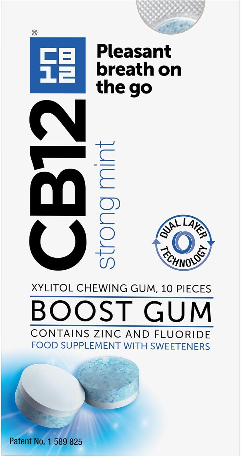 CB12 Boost Chewing Gum – Instant Freshness on the Go, Prevents Bad Breath, Sugar-Free, Cool Mint Flavour – 10 pcs