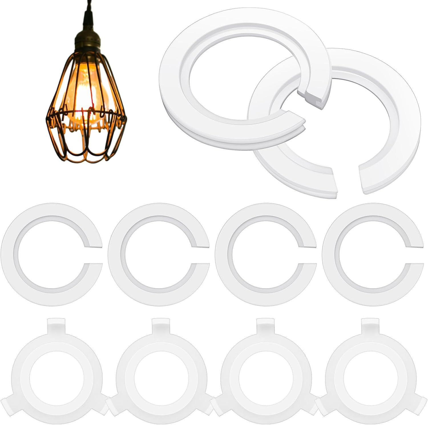 Weewooday 10 Pack E27 to E14 White Lamp Shade Adapter Ring, Plastic Lampshade Reducer Ring Converter, Fitting Light Fixtures Replacement(Lampshade Reducer Ring,29mm)