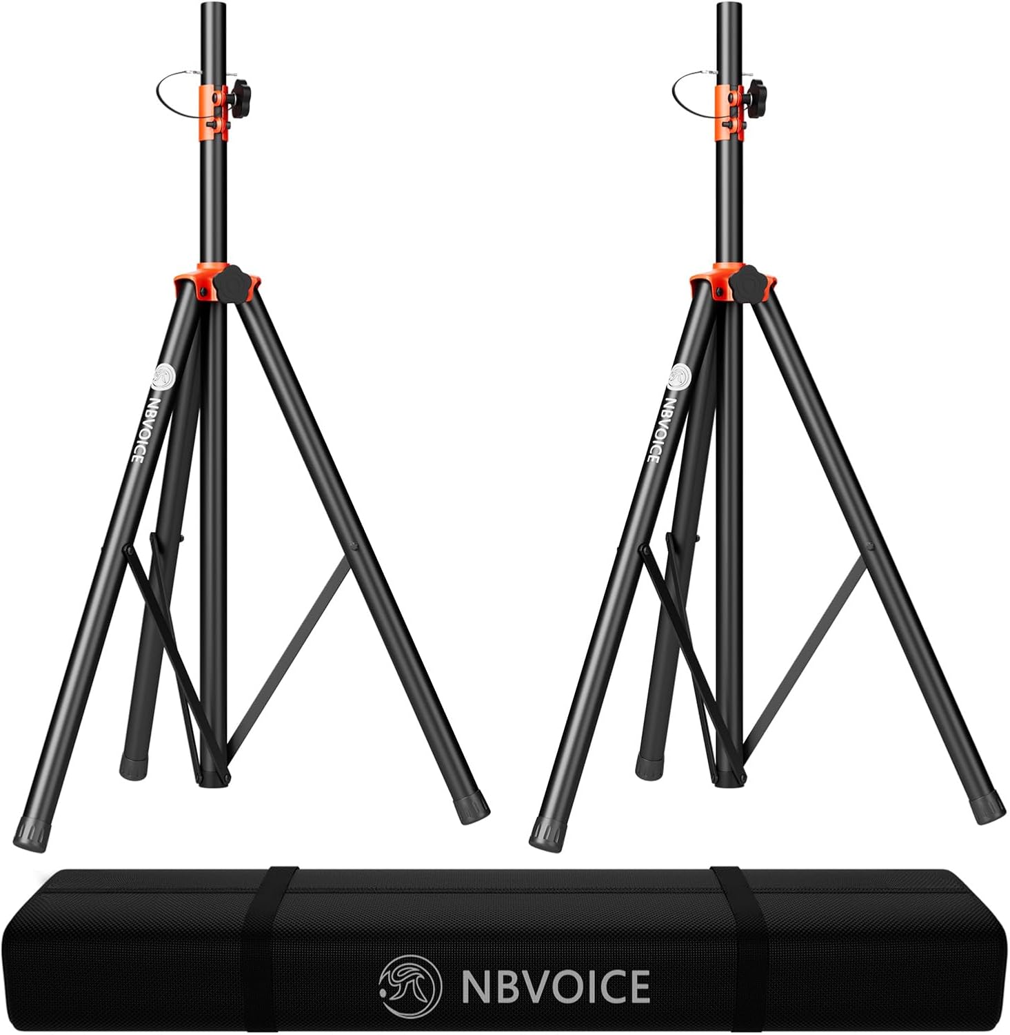 Speaker Stand Tripod Pair for Large Speakers - Adjustable Height 4.2 to 7.1-Foot, 2-Pack Tripod with Non-Slip Rubber Feet, for Stage, Studio, & Travel