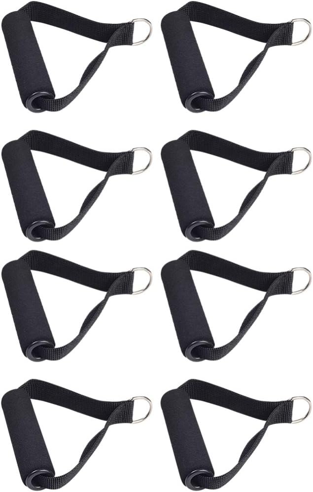 Garneck 4pcs Resistance Band Handles Plastic D Ring Exercise Strap Foam Handle Band Fitness Equipment for Home Gym Overhead Strength Training Stretching Black