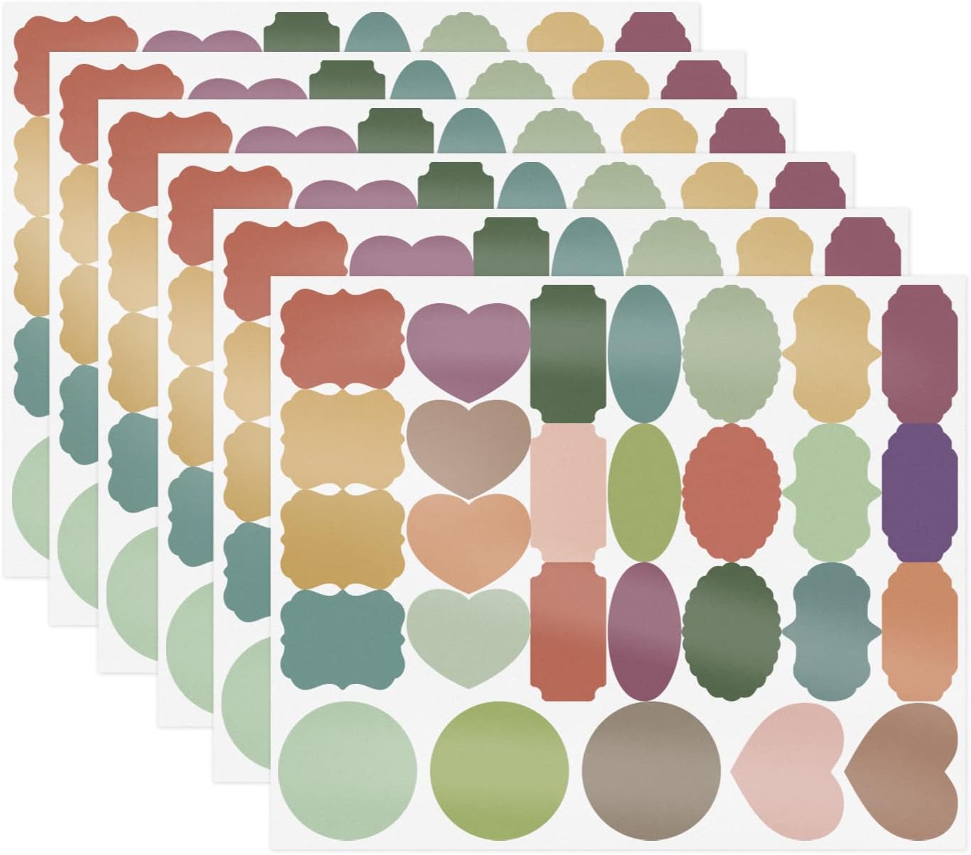 Linkidea 168Pcs Fancy Shape Colored Label Stickers, Colored Mason Jar Small Sticker Labels with Whiteboard Pen for Spice Jars, Essential Oil Bottles, Food Containers, Storage Bins (2" x 1")