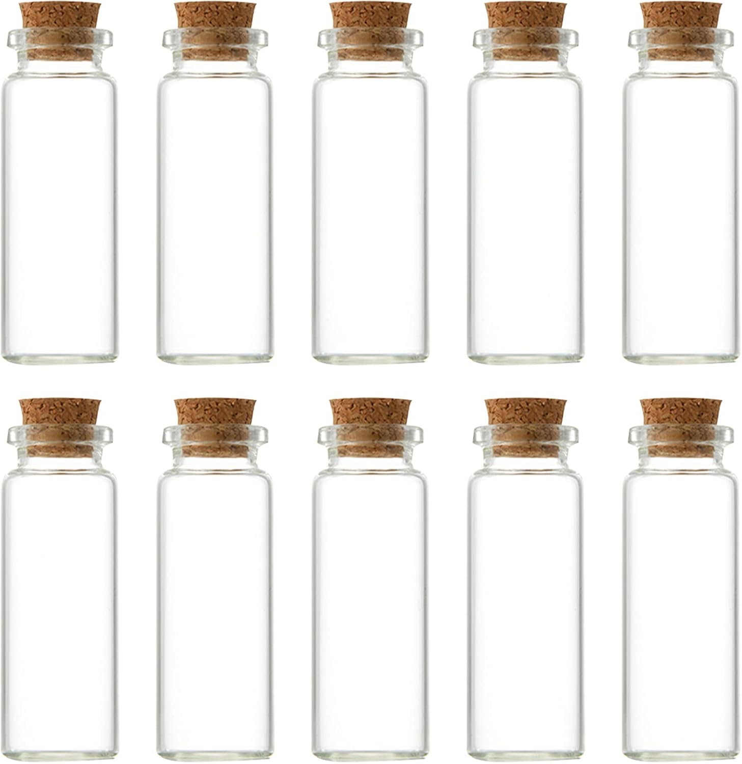 Udewo 10 Pcs Small Glass Bottles with Cork Lids, Mini Glass Bottles with Stoppers Empty Spell Jars Tiny Wishing Bottle Miniature Potion Bottle for DIY Arts Crafts Decoration Wedding Party Favors