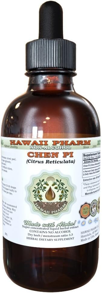 Chen Pi Alcohol-Free Liquid Extract, Chen Pi, Tangerine (Citrus Reticulata) Peel Glycerite Hawaii Pharm Natural Herbal Supplement 2 oz