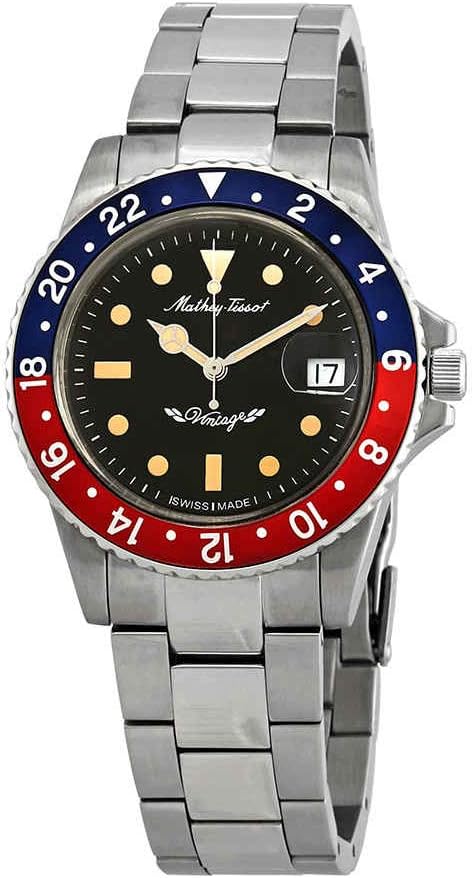 Mathey-Tissot Rolly Vintage Automatic Blue and Red Bezel Mens Watch H900ATR