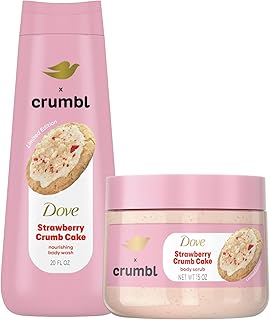 Dove Moisturizing Strawberry Crumb Cake Body Wash & Scrub Combo, 20oz Wash + 15oz Scrub, Limited Edition, Paraben & Sulfate Free, For Body, Improves Skin Texture, Moisturizes