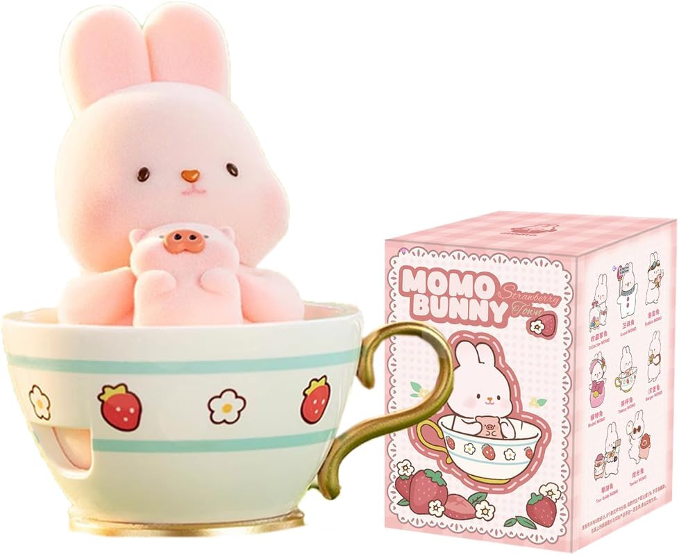 Aven Rabbit MOMO BUNNY Strawberry Town Series Blind Box Action Figures Mystery Box Cute Random Toys Birthday Gifts Christmas Collectible Toy for Desktop Ornaments, 1PC