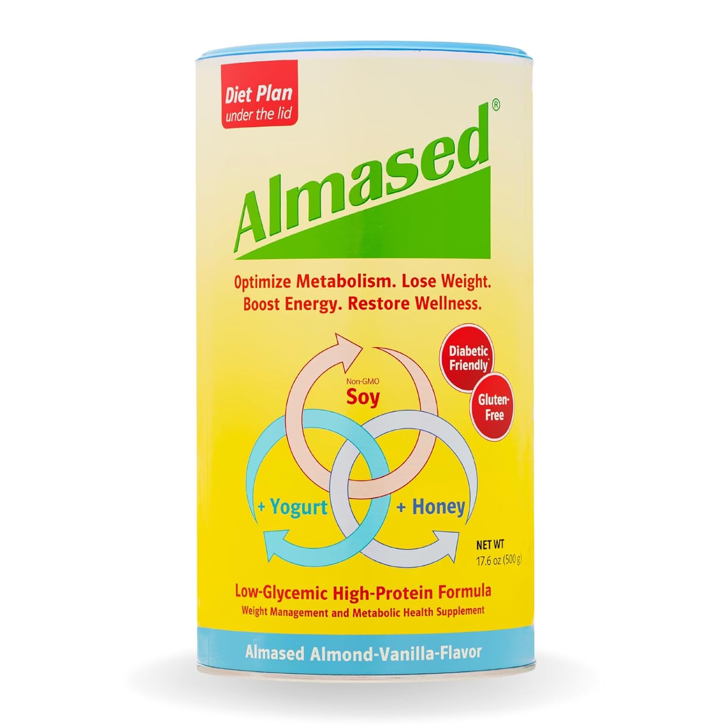 Almased Vanilla Meal Replacement Shake - Low-Glycemic High Plant Base Protein Powder- Nutritional Weight Health Support Supplement - Vanilla Flavor - 17.6 oz (1.1 Pound (1 Pack))