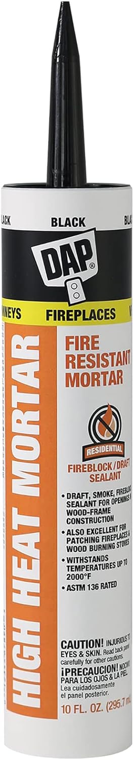 DAP 7079818854 High Heat Mortar Fire Stop Caulk, 10 Fluid Ounces, Black