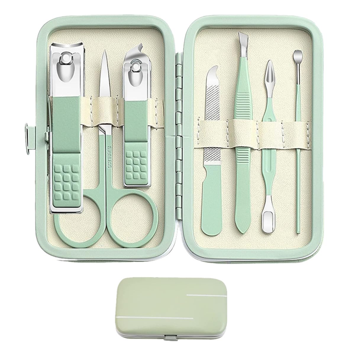Manicure Set Nail Clipper Set Men Women Toe Finger Nail Clipper Personal Care Tools with Portable Travel Case Manicure Pedicure Tools Grooming Kit for Men Women Family Friends Wife(Green)