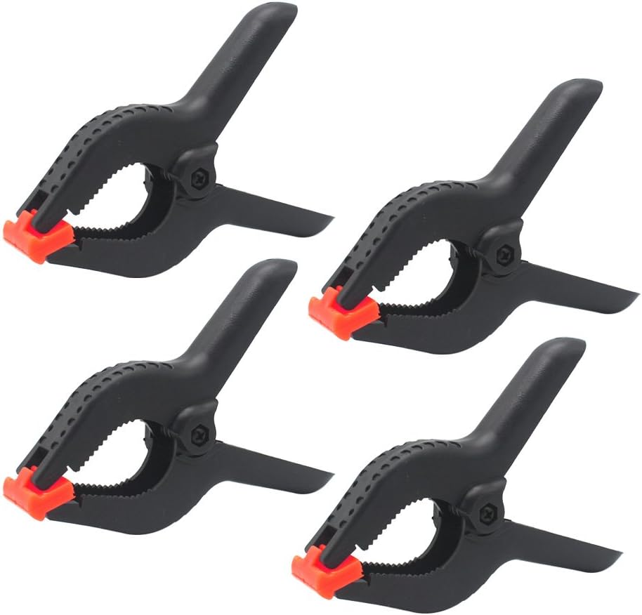 Spring Clamps, CESFONJER 6 Inch Clips Set, 4 Pcs Heavy Duty Plastic Muslin Clamps for Background Muslin, Canvas, Paper, Chroma Key Screen, Heavy Duty Clip, Photo Studio and Any More