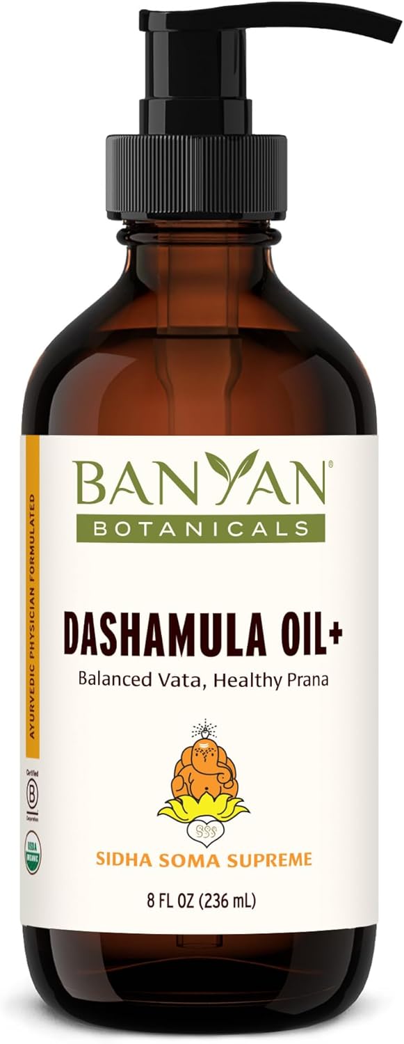 Banyan Botanicals Dashamula Oil+ – Organic Stress Relief Massage Oil with Organic Ashwagandha – for Deep Tissue Rejuvenation – 8 oz – Non GMO Sustainably Sourced Ayurvedic Physician Formulated