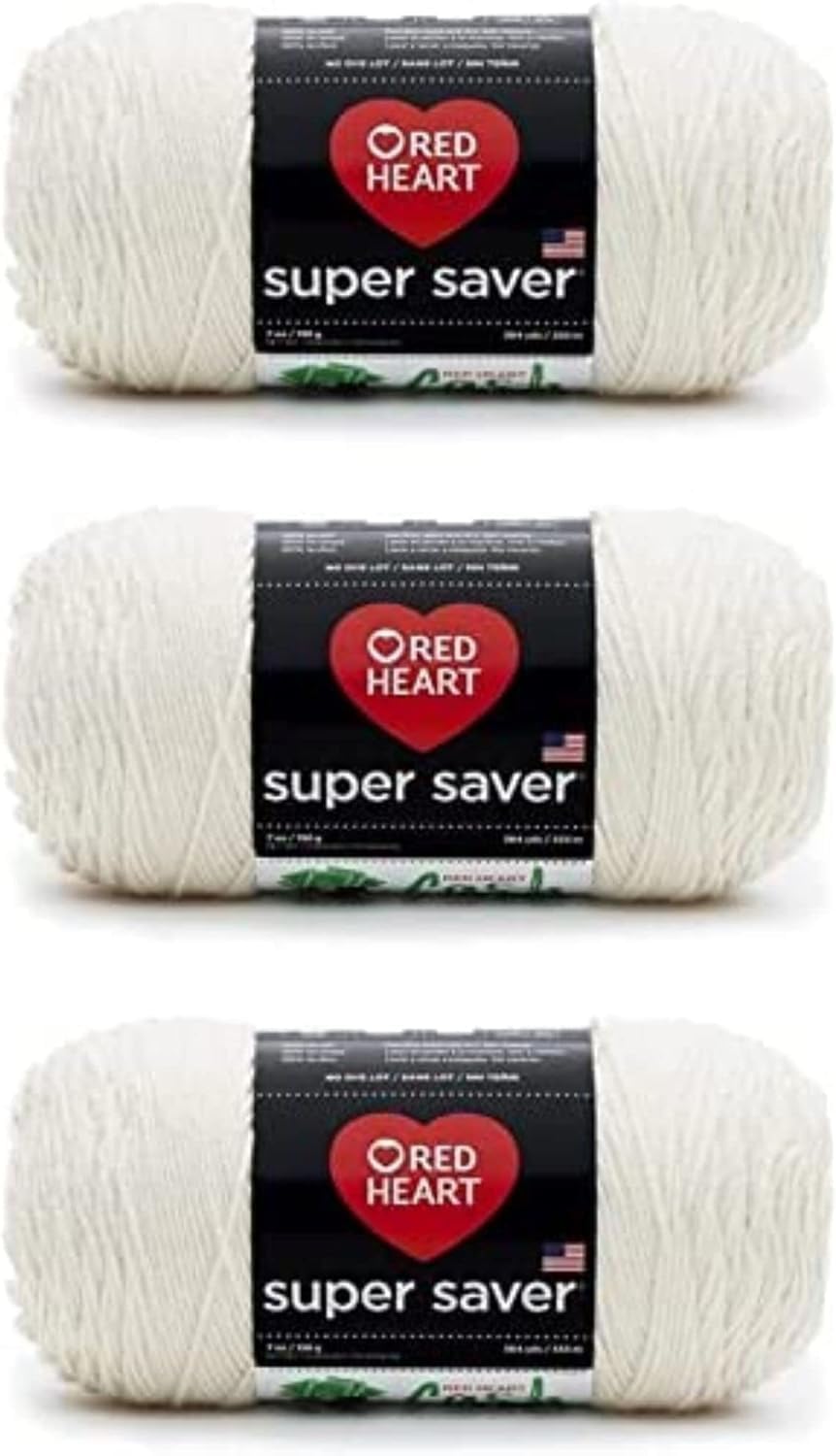 Red Heart Super Saver Aran Yarn - 3 Pack of 198g/7oz - Acrylic - 4 Medium (Worsted) - 364 Yards - Knitting/Crochet