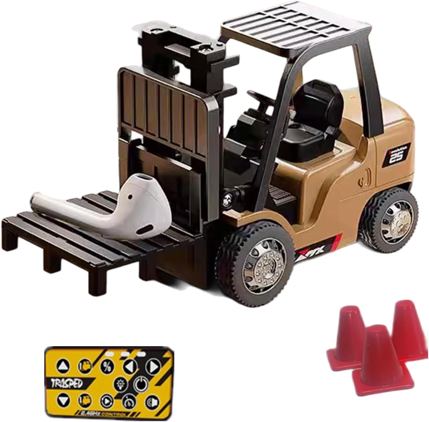 RC Cars for Kids,1:64 RC Forklift with Alloy Shell,2 Channels Remote Control Construction Vehicle with Movable Front Fork,Mini Size Interesting Desk Toys,2.4Ghz RC Truck for Office Kids Boys Childrens
