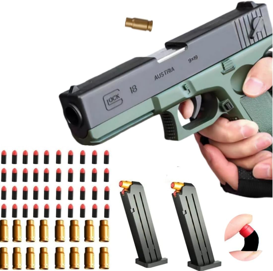 AGDLLYD Toy gun with soft bullets, Foam Blasters,toy gun for Boys with ejectable magazine,toy gun with magazine for safety training or play,unique gift-green