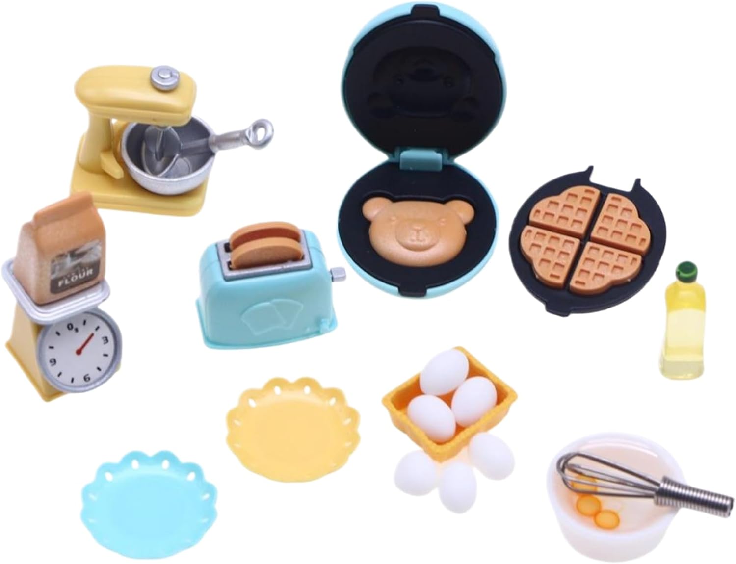 Dollhouse Kitchen Set, 10PCS/Set Plastic Dollhouse Kitchen Accessories Includes Waffle Maker, Toaster, Scale Stand, Mixer, 1 12 Scale Furniture for Doll House Decor Kids Gifts, Style 1