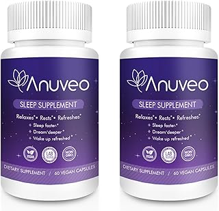 Natural Sleep Aid | Non-Habit Forming | Herbal Sleep Supplement for Better Sleep with Valerian, Melatonin, Magnesium, and Ashwagandha | Sleeping Pills for Adults (60 Vegan Capsules) (Pack of 2)