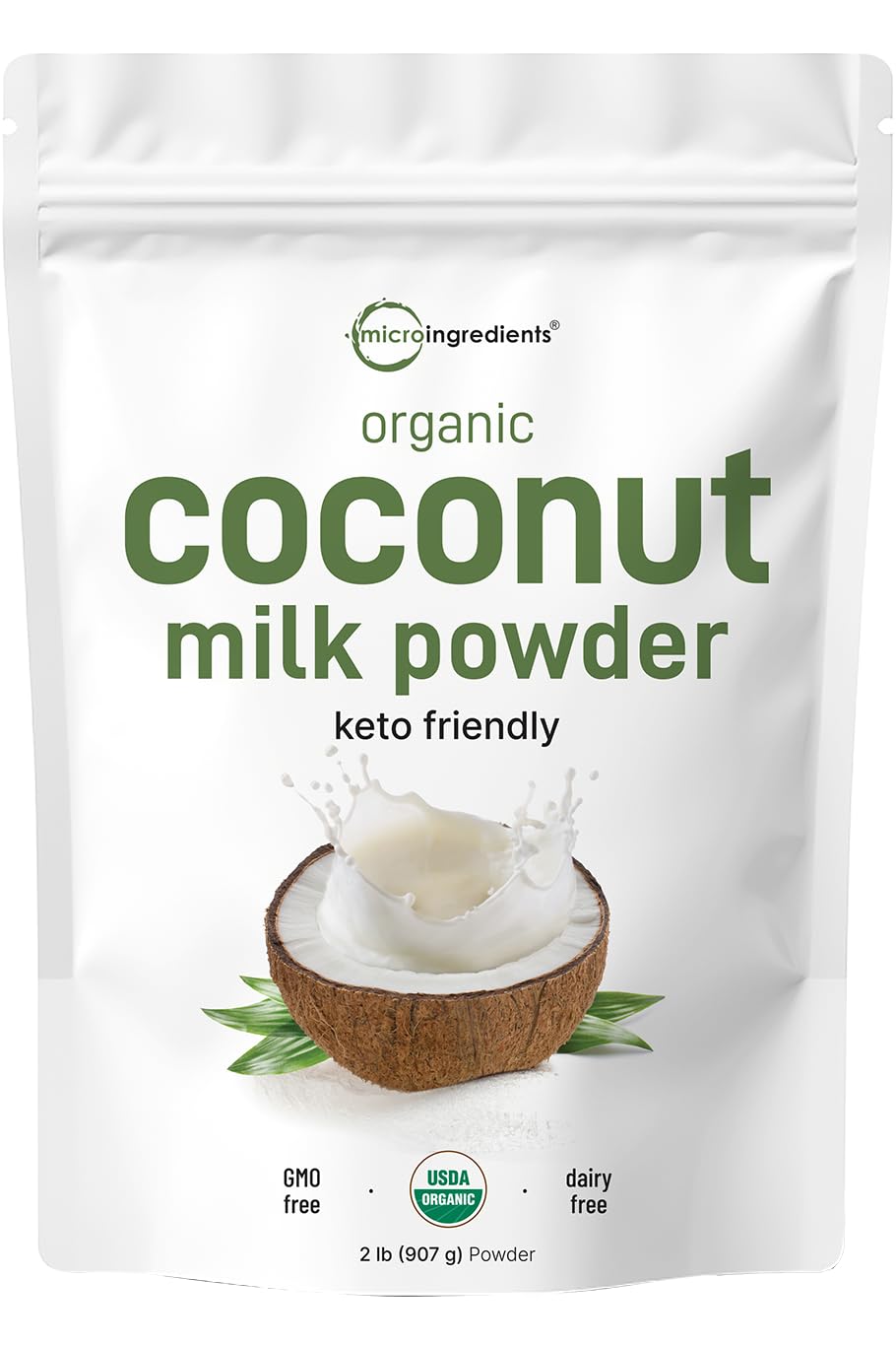 Micro Ingredients Organic Coconut Milk Powder, 2 Lb | Plant-Based Creamer for Coffee, Tea & Smoothies | Pure & Rich in MCT | Non-GMO, Gluten-Free, Keto & Paleo Friendly