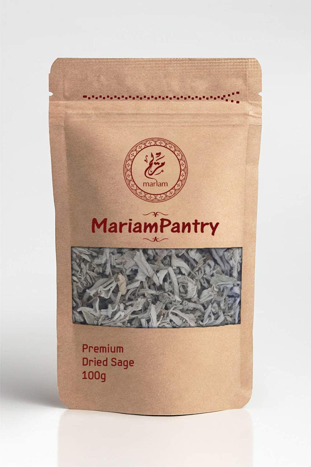 Dried White Sage for Burning 100g - by MariamPantry in Resealable Kraft Bag Pouch