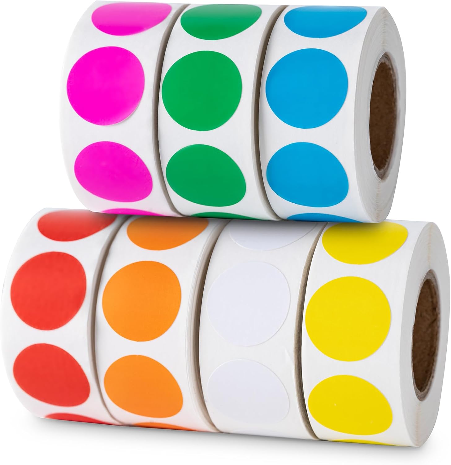 Hoewina 3500 Pcs Colored Dot Stickers, 3/4" Label Sticker Round Color Coding Labels Circle Dots Labels Circle Stickers for Office,Classroom,Family（Etc - 7 Colors, 500 Labels/Roll）