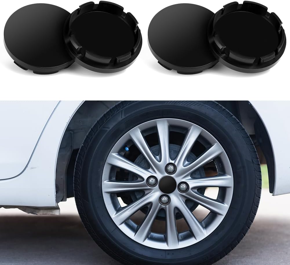 URAQT 4Pcs Hub Centre Caps, 56mm Hub Caps Universal Wheel Hub Caps, DIY Hub Center Caps for Alloy Wheels Black Rim Cover Replacement (Outer Diameter 56mm, Inner Diameter 53mm)