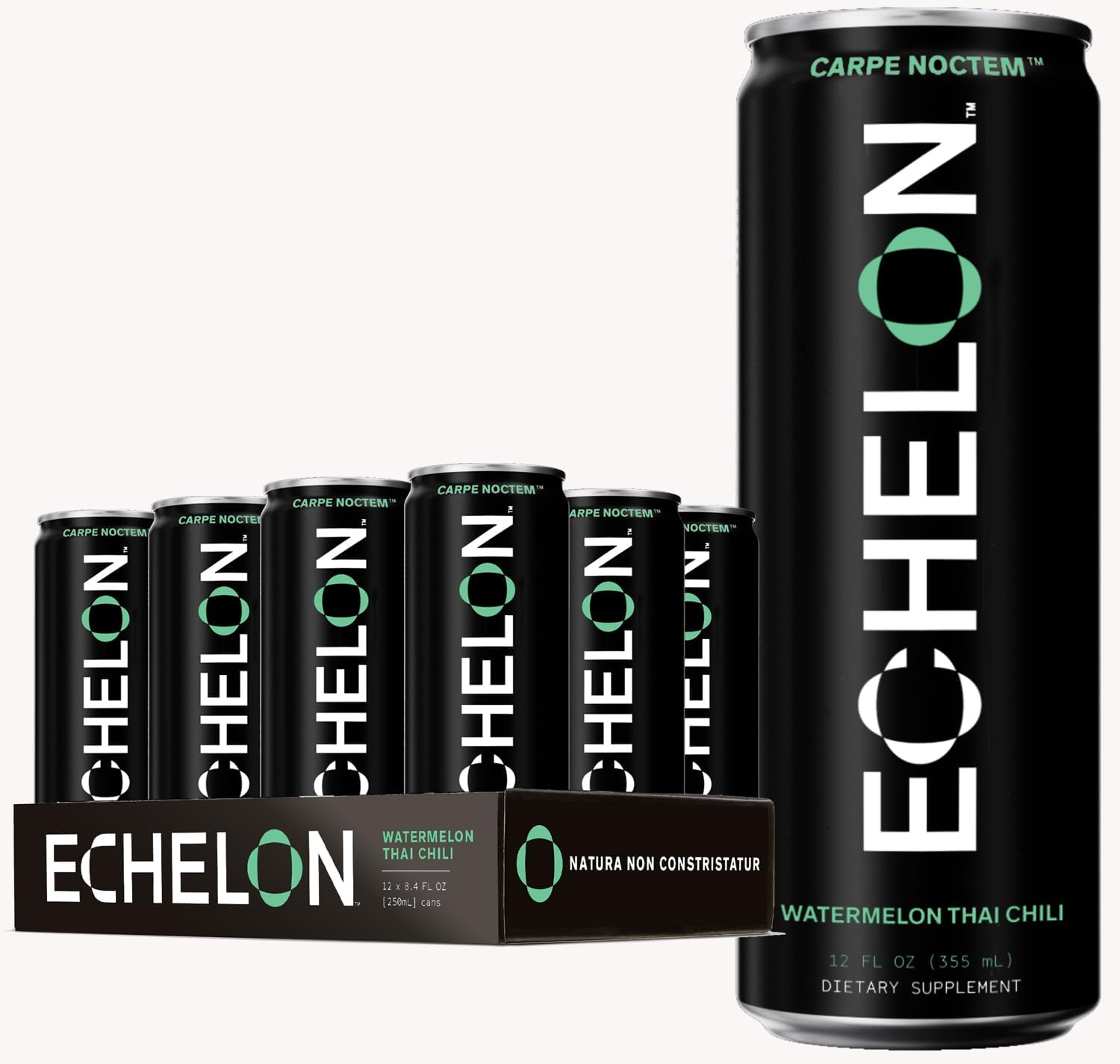 Echelon Pre-Workout Energy Drink | Watermelon Thai Chili | 12 Pack | Sustained Energy, Focus and Endurance Dietary Supplement | 300mg of Caffeine | Beta-Alanine, L-Theanine & Fiber | Vegan