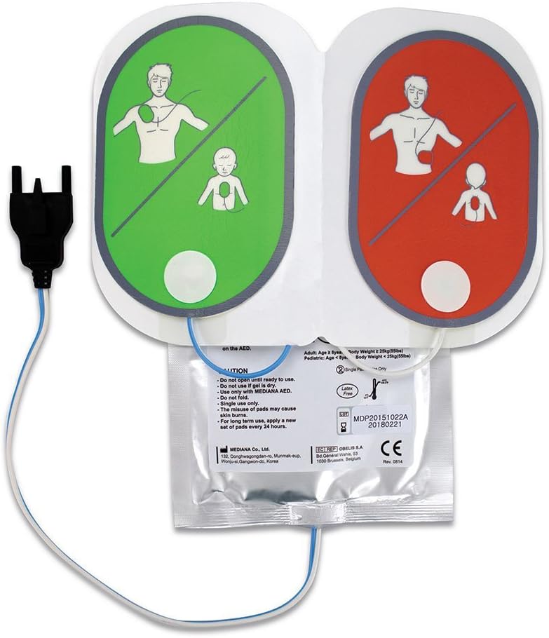 RELIANCE MEDICAL Mediana Pads for Both Adults and Pediatrics. Protective Outer Cover, Ready To Use Defibrillator Pads | Clear Instructions And Voice Prompt For Untrained.