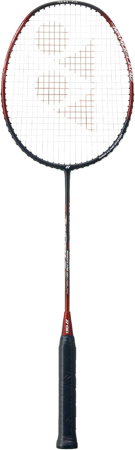 YONEX Nanoflare 001 Ability Badminton Racquet (Strung) - Graphite Frame Hi-Flex Slim Shaft Racket - Black/Red