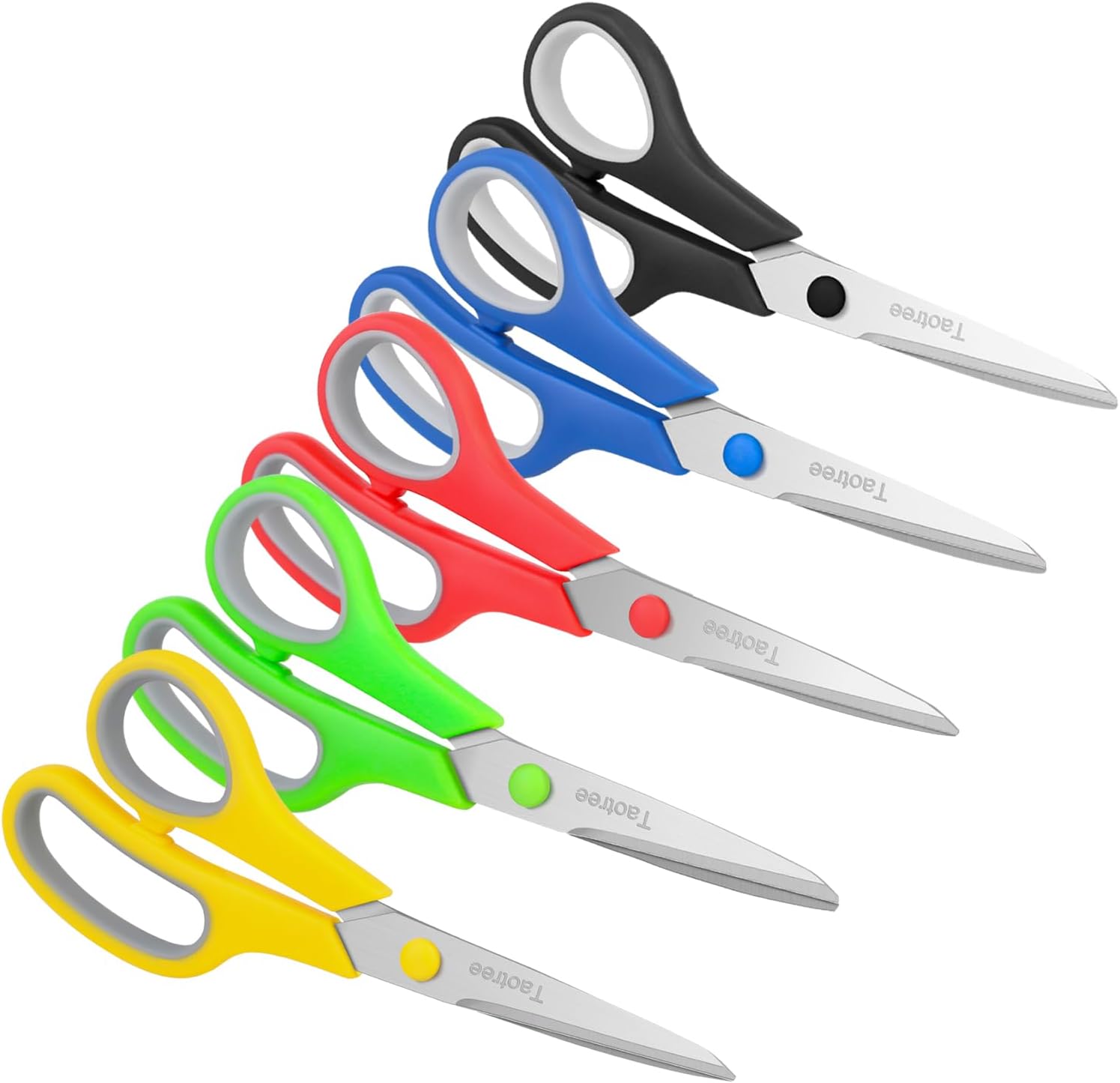 Scissors for Office, Taotree 8" Scissors All Purpose Bulk of 5-Pack, Middle School Supplies Student Teacher Classroom, Sharp Craft Shears for Office Home Sewing Fabric, Right/Left Handles, Same Size