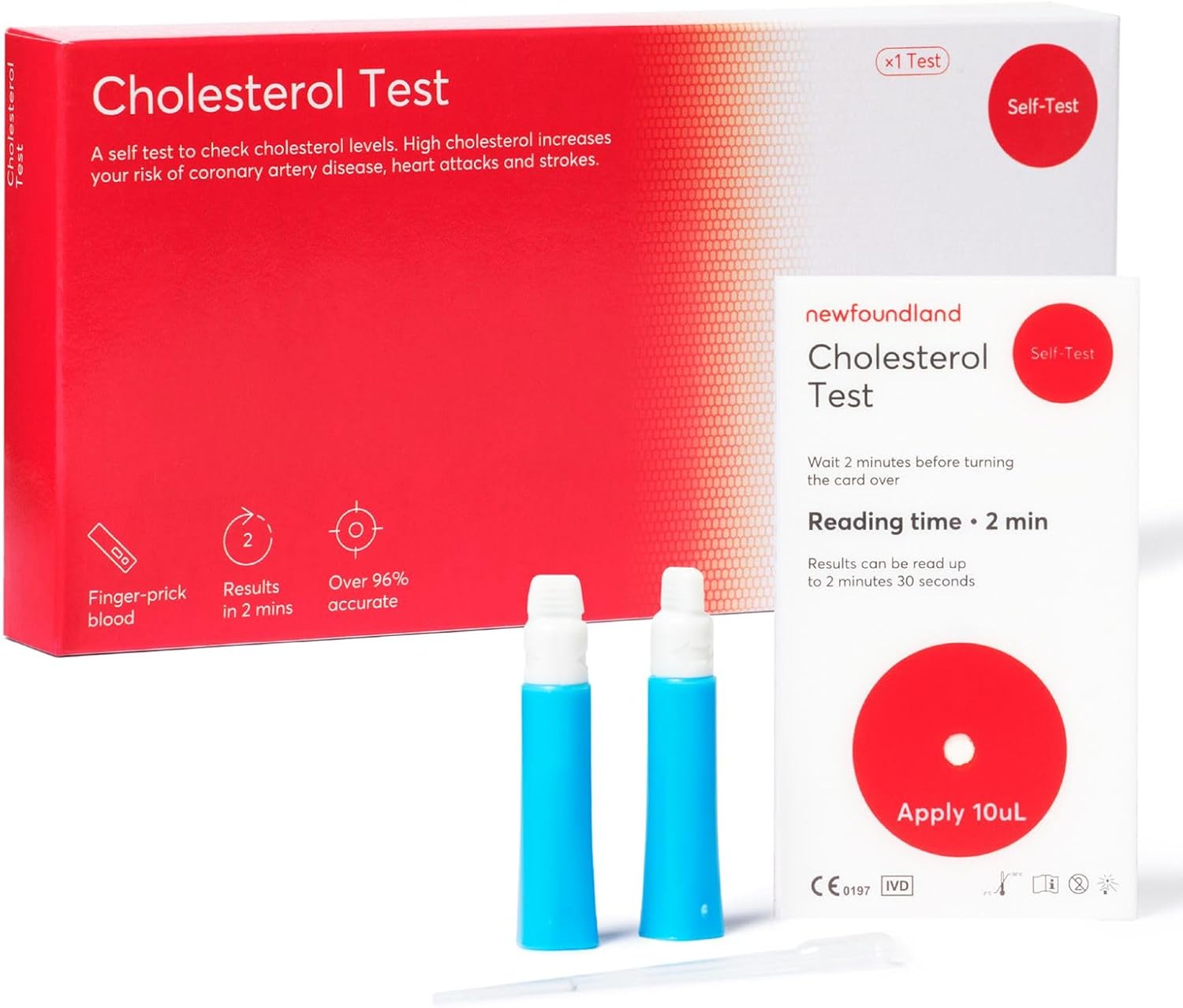 Newfoundland Cholesterol Levels Test Kit - 1 Pack - Lipid Profile Analysis - 99% Accurate Home Test for Total Cholesterol - Blood Sample Testing - CE Certified - Cholesterol Test Kit