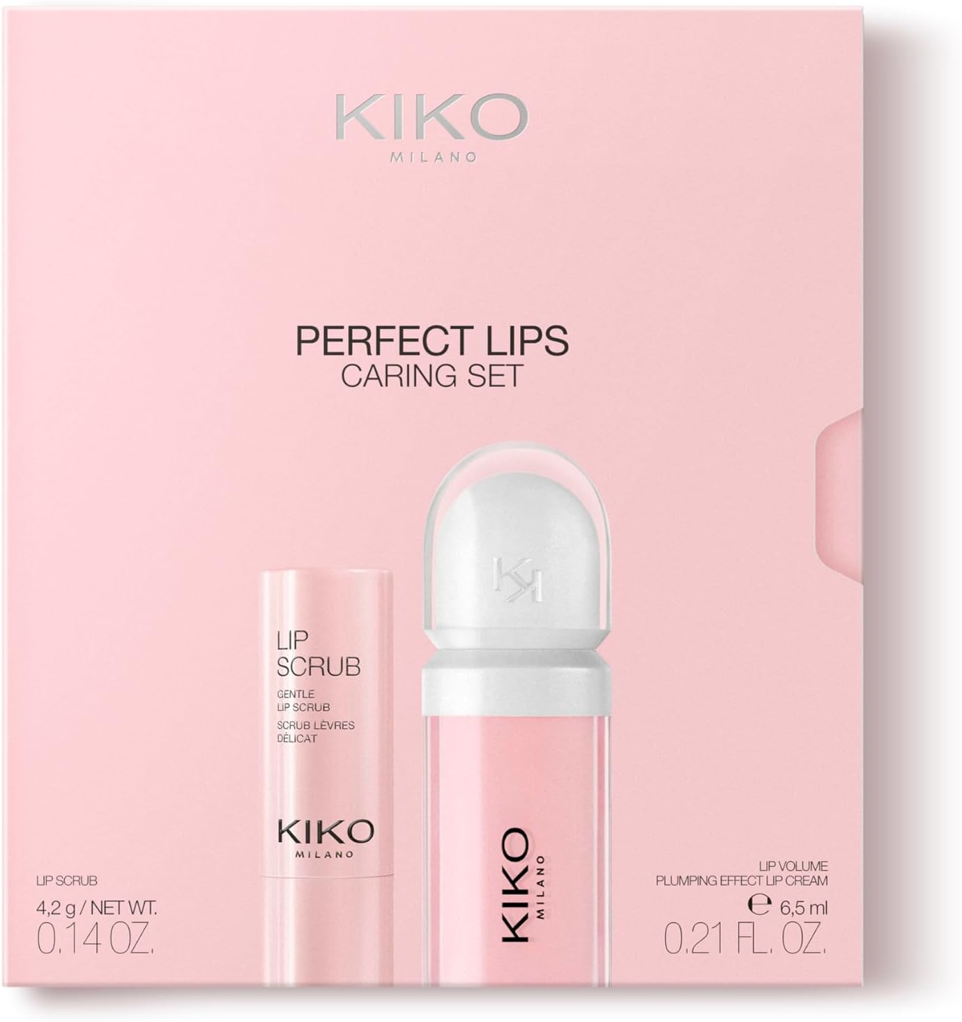KIKO Milano Perfect Lips Caring Set, Skincare Set: 1 Lip Scrub And 1 Perfecting Lip Cream