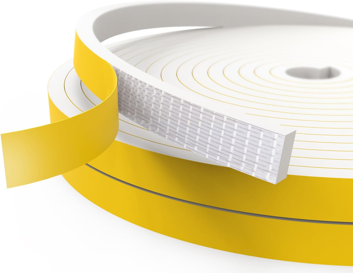 Draught Excluder for Doors Windows, 10 mm(W) x 6 mm(T) x 10M (L) Self Adhesive Foam Tape Draft Sealing Strip Weather Stripping for Gap Seal White