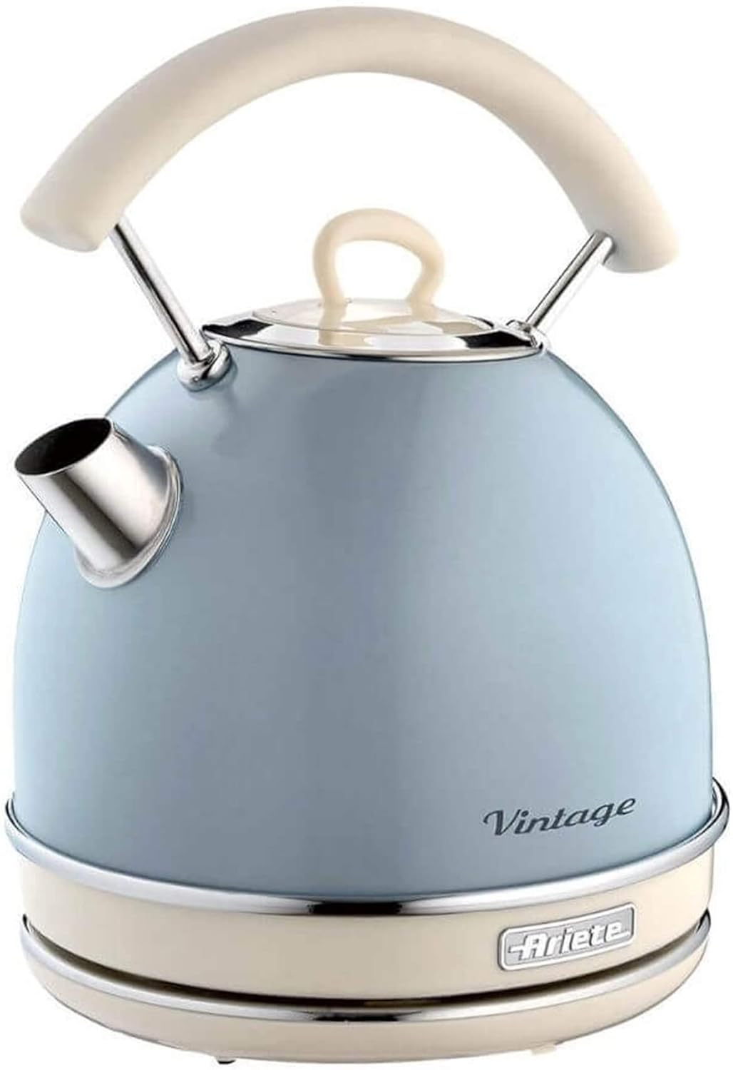 Ariete 2877/05 Retro Style Cordless Dome Kettle, Removable and Washable Filter, 1.7 Litre Capacity, 360 ° Rotating Base, Visible Water Level, Vintage Design, Blue