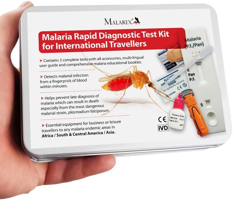 Malaria Diagnostic Test Kit for International Travellers. 3 Tests and All Accessories. Made in UK. CE Certified. Long Expiry.