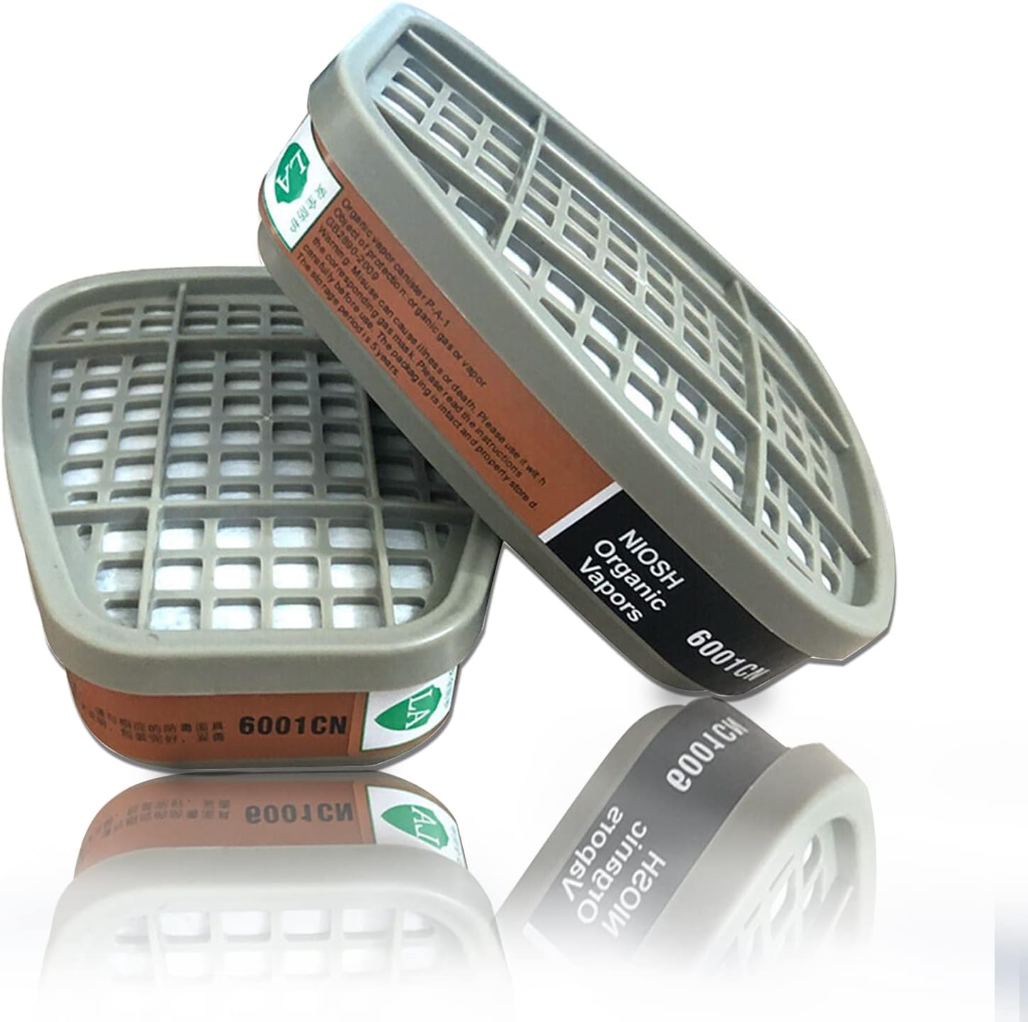 6001 Filter Cartridges Replacement for Gas Respirator, 2pcs Filter Cartridges + 2pcs Filter Covers+10pcs Filter Cottons, Apply to 6100/6200/7501/7502/6502/6800