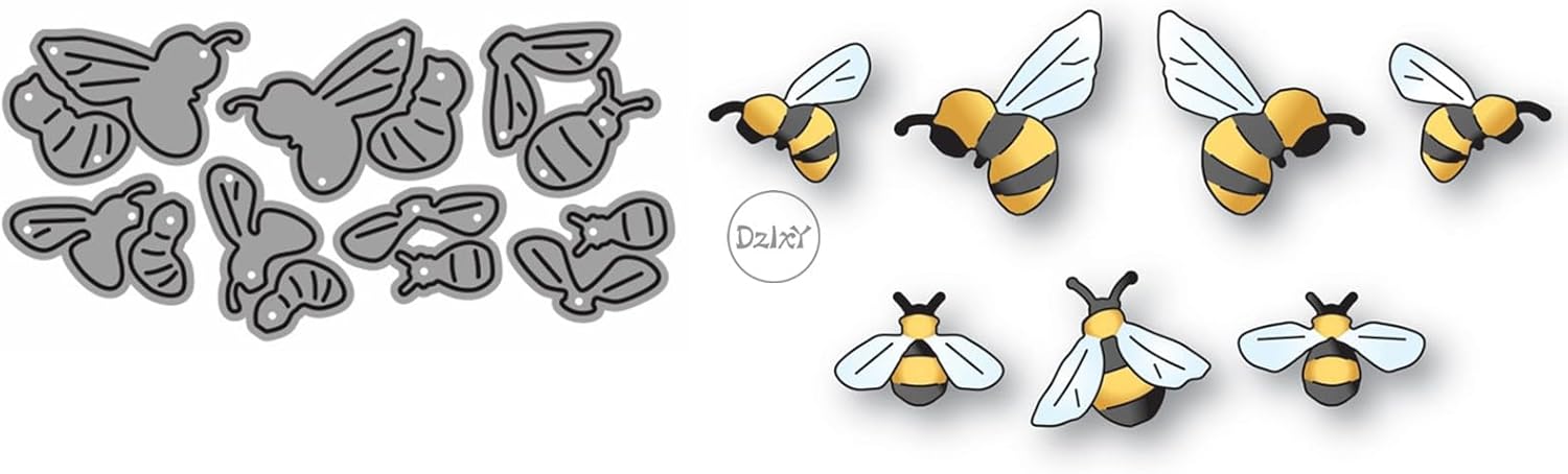 DzIxY Patchwork Bees Metal Cutting Dies for Card Making Kit Embossing Paper Die Cuts Set Scrapbook Stencils Supplies Machine Templates