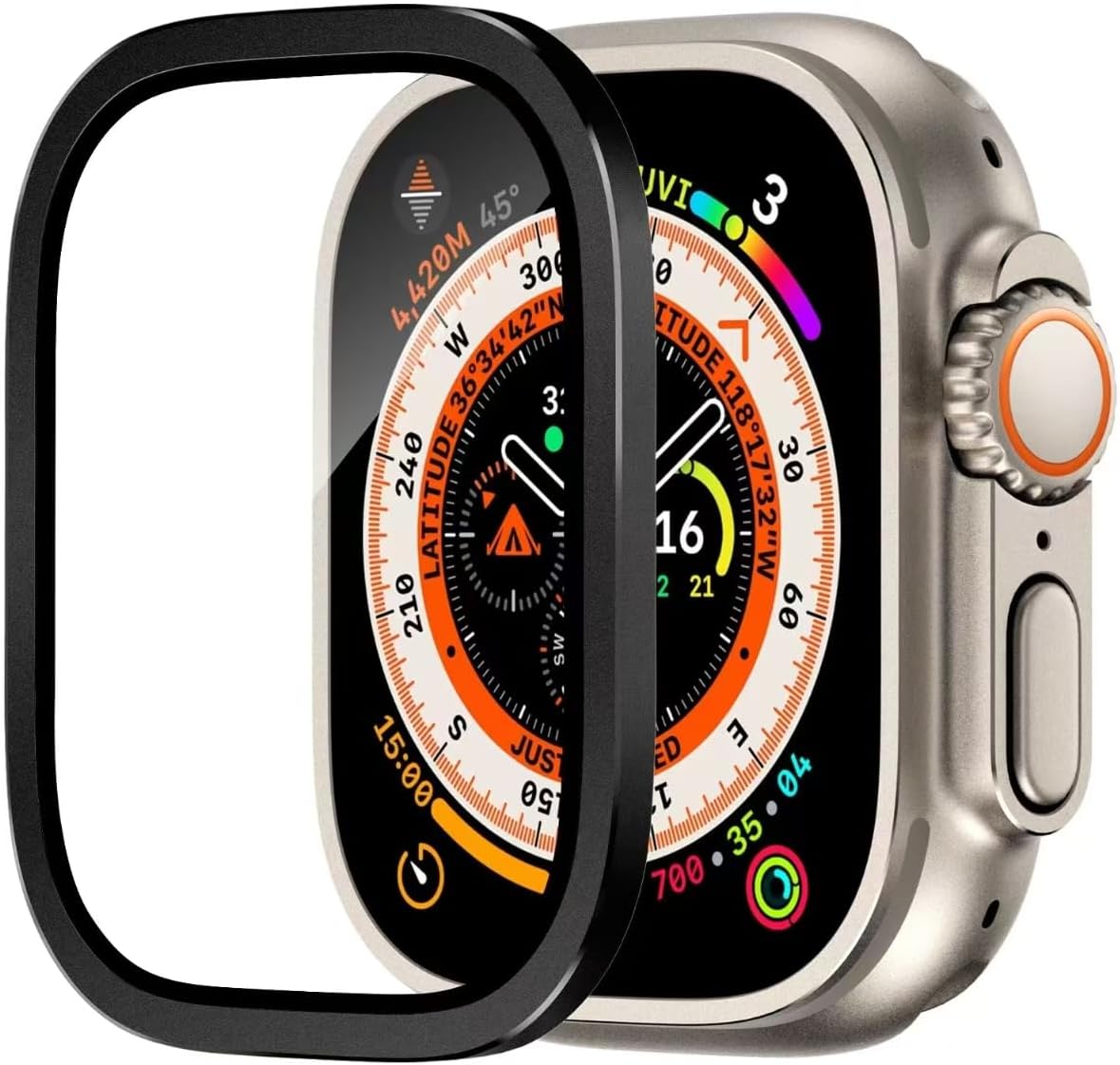 4 Pack Protective Screen Protector Film Compatible with Apple Watch Ultra, 49mm, Bezel Integrated (black)