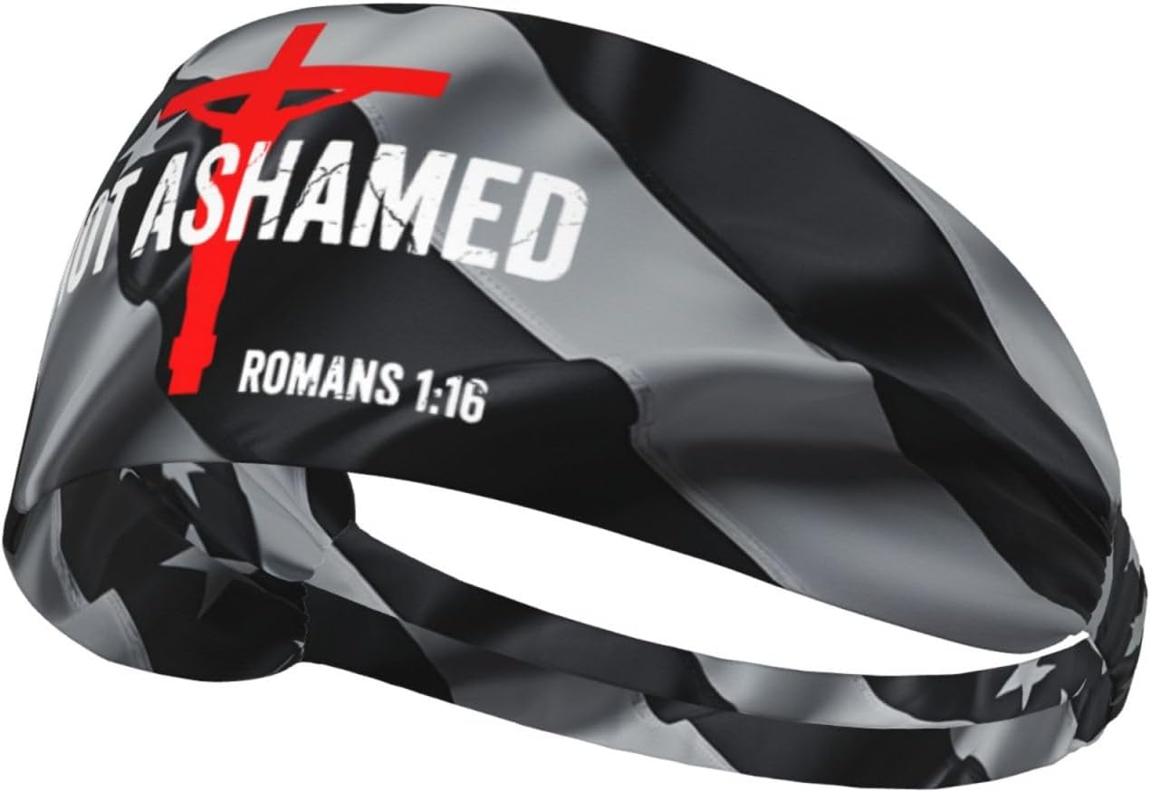Not Ashamed Romans 1:16 Christian Athletic Headband Sweat Resistant Perfect Gym Outdoor Activities Running Men Women