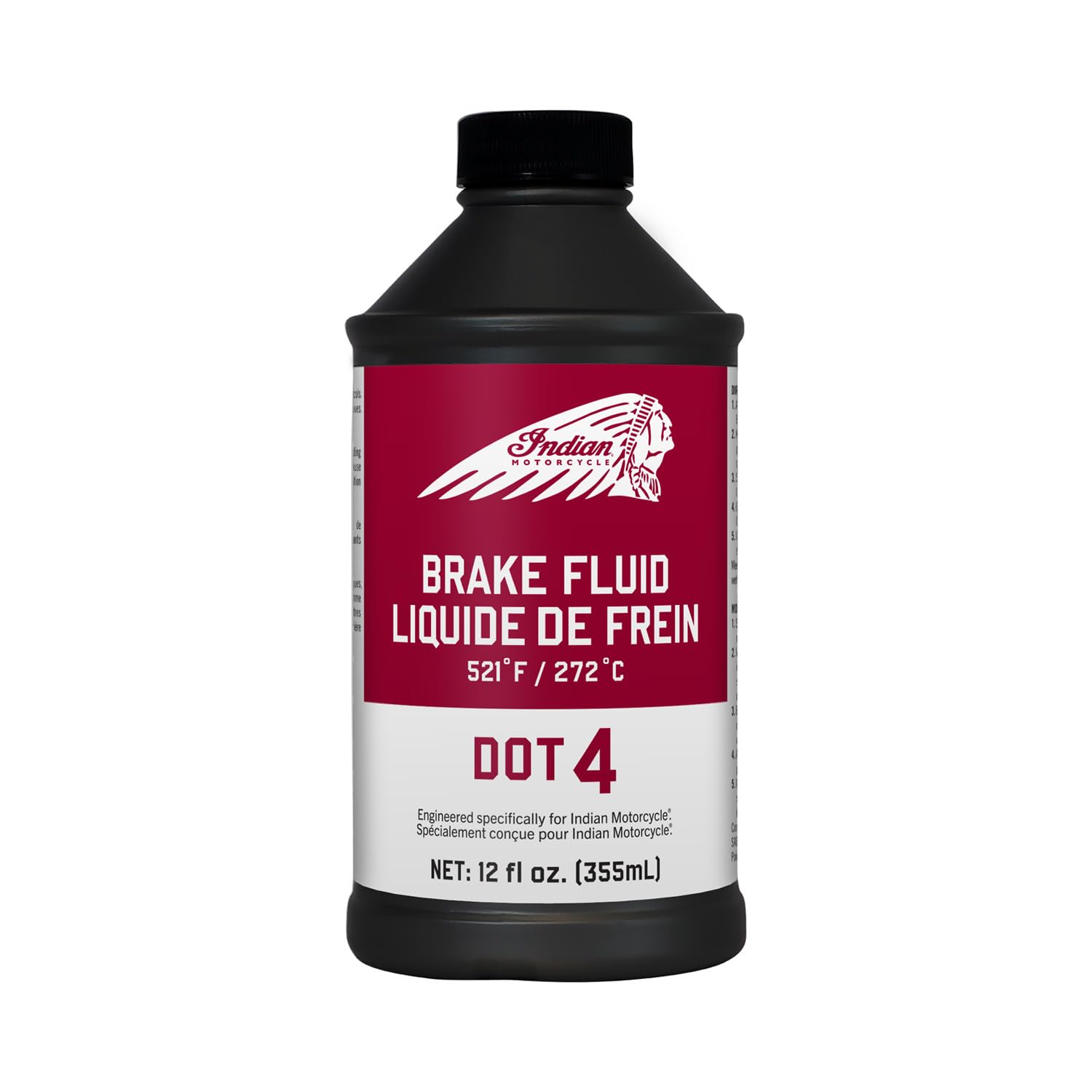 Indian Motorcycle Dot 4 Brake Fluid, for Specific Models, for Maximum Brake Lever Response and Sensitivity, 12 Oz., Part 2880016
