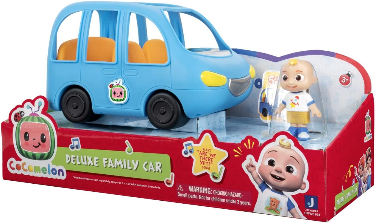 CoComelon Family Fun Car, with Sounds - Includes JJ - Plays Clip of Song, Are We There Yet - Toys for Kids, Toddlers, and Preschoolers
