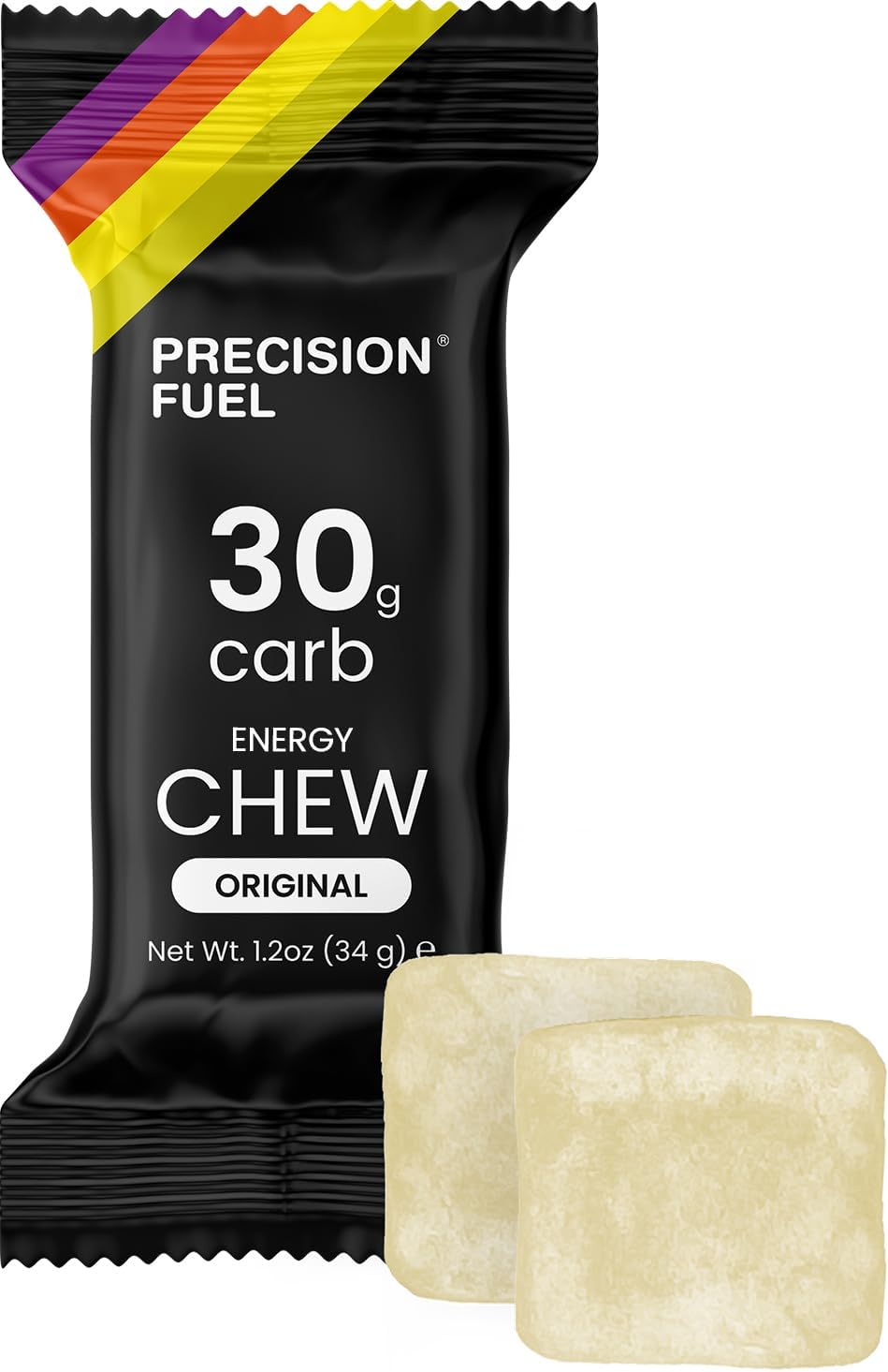 Precision Fuel 30 Energy Chews - Carb, Lightweight Snack for Endurance Sports, 30g Carbs per Serving, Ideal for Running & Cycling, No Artificial Ingredients - Original Flavour (4 x 34g Chews)