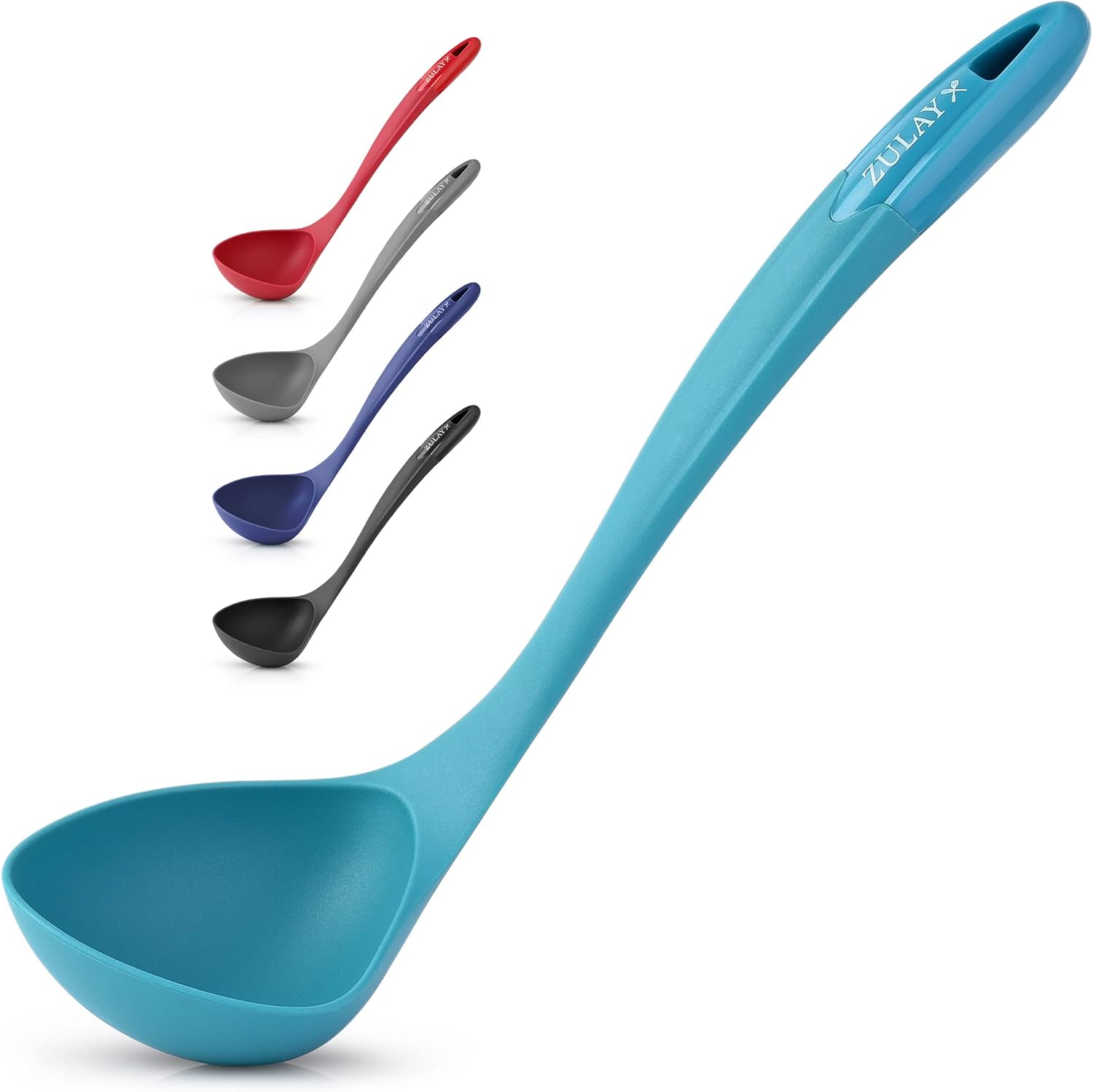 Zulay Kitchen Soup Ladle Spoon - Large Silicone Ladle for Gravy, Salad Dressing & Pancake Batter