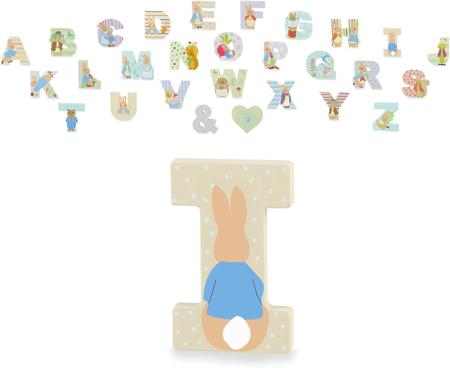 Peter Rabbit Wooden Letters by Orange Tree Toys, Letter I with Peter - Alphabet Animal Letter for Personalised Baby Name, Toy Box, Door, Wall Decorations, Animals Nursery Decor, Boys Girls Bedroom