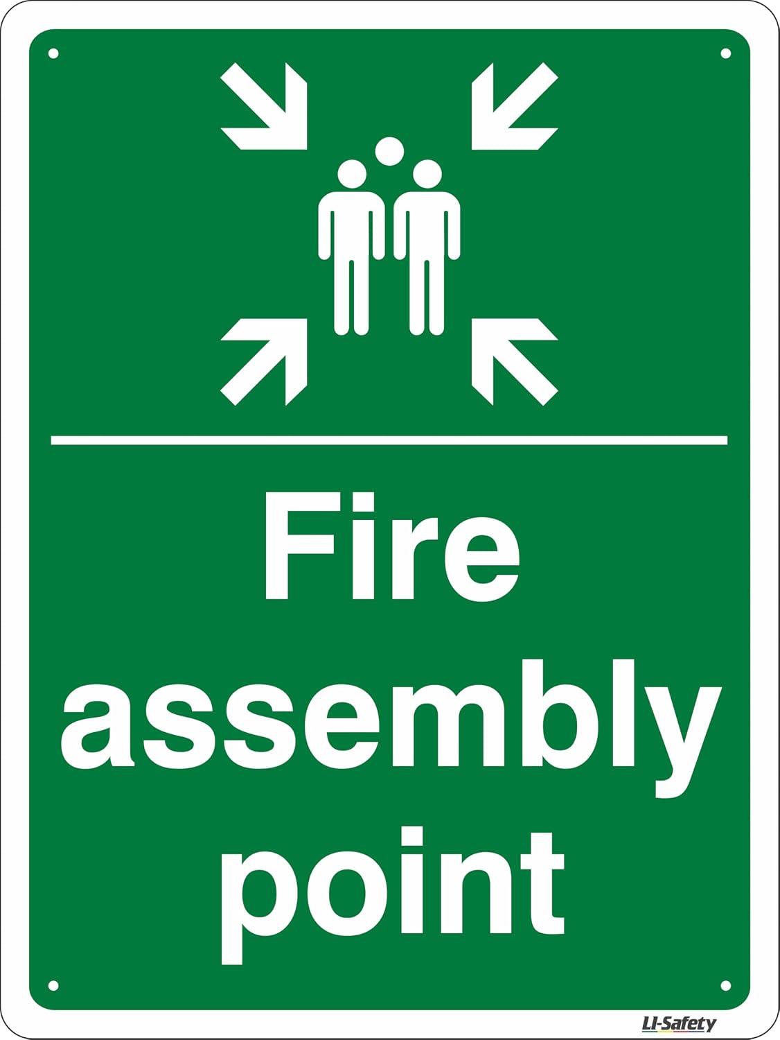 300x400mm Fire Assembly Point With Family Sign on Heavy Duty 2mm Rigid Plastic and 4 Pre-Drilled Holes