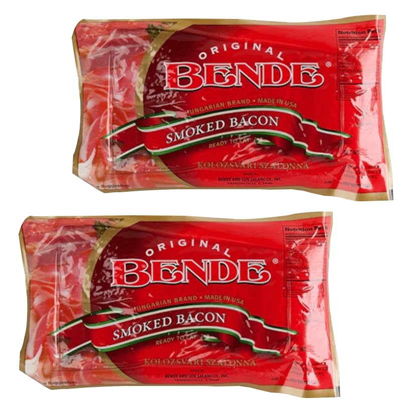 Bende Smoked Bacon Kolozsvari 0.9 Lb (2 Pack) - Perfect Fully Cooked Breakfast Meat, Savory Smoked Bacon And Pork Belly Selection- Keto Pork Delight