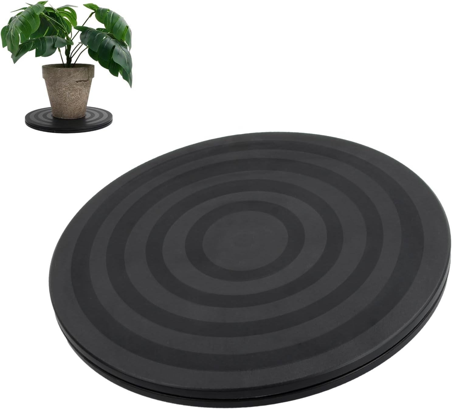 8 Inch 360° Rotating Stand Lazy Susan Turntable, Heavy Duty Swivel Steel Ball Bearings Stand, Black Multi-use Turntable for TV Computer Monitor Pottery Sculpture Bonsai Pruning