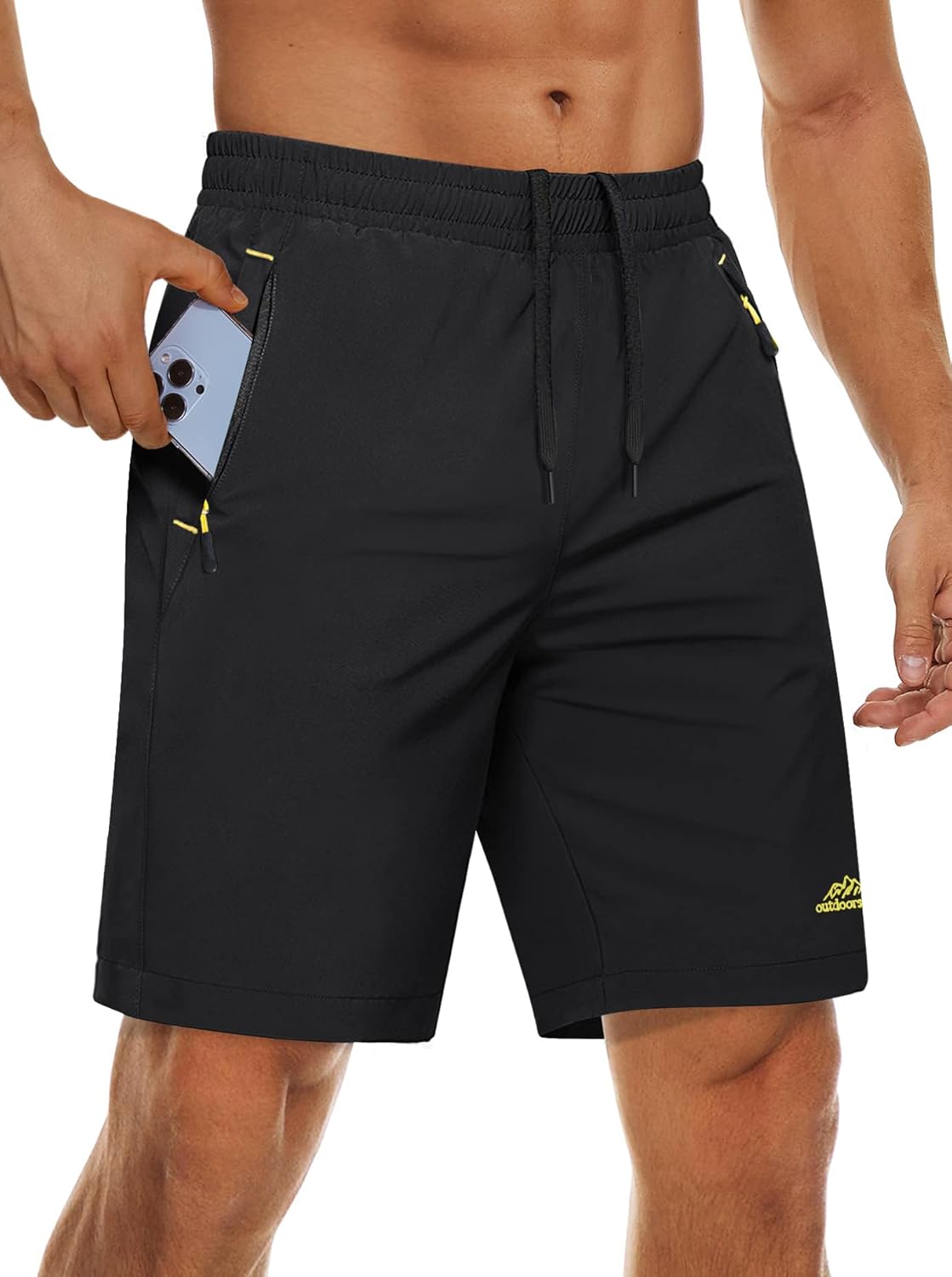 MAGCOMSEN Men's Quick Dry Shorts Training Sport Shorts Workout Shorts Breathable Running Shorts with Zip Pockets