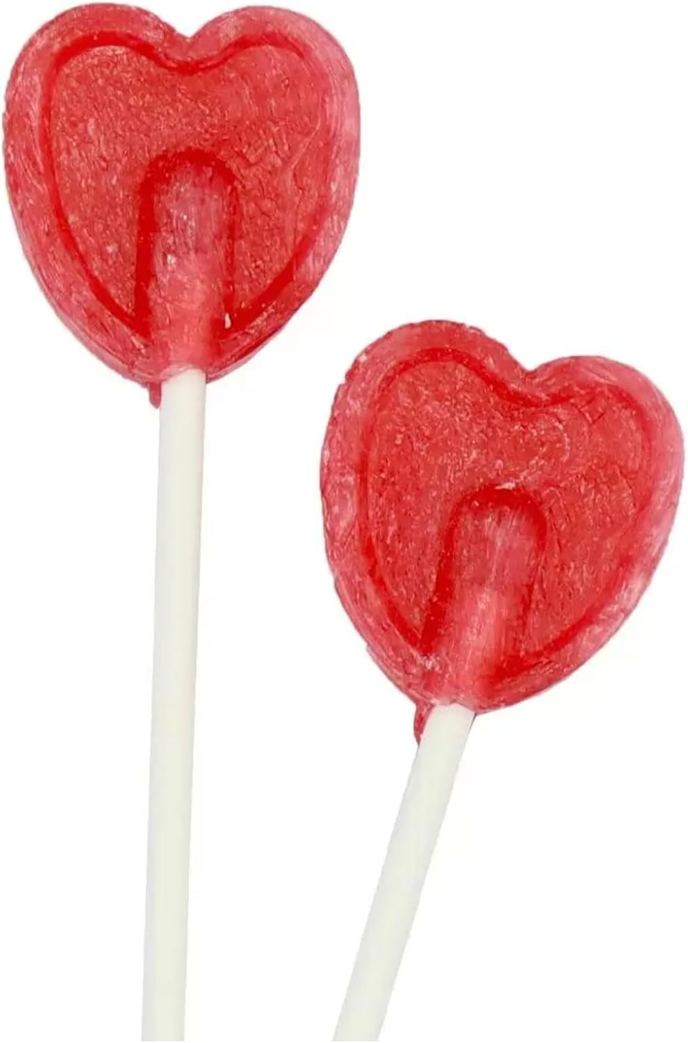 Cherry Heart Lollipops 5.2g - Cherry Flavoured Sweet Candy Lollies, Ideal For Weddings, Valentines Day & Party Bag Fillers (50 Pack)